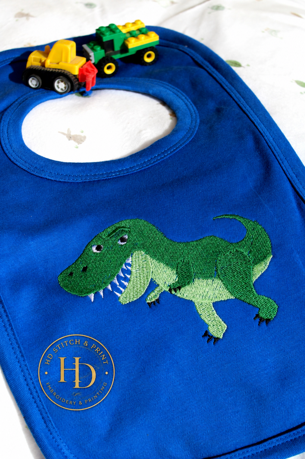 Personalised Blue Dinosaur Bib