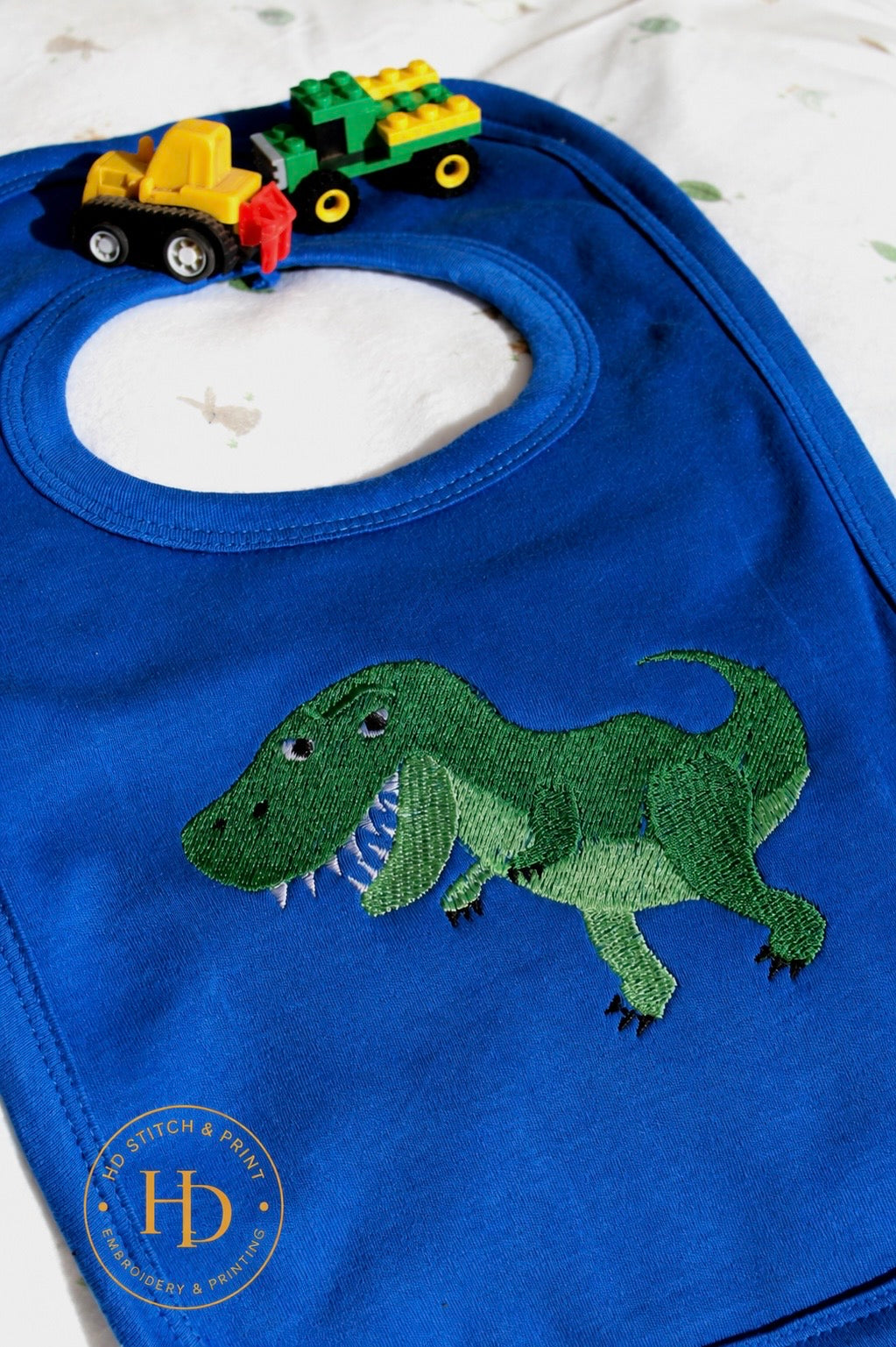 Personalised Blue Dinosaur Bib