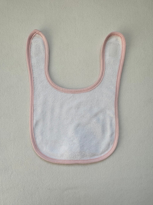 White and Pink Bib | Baby Feeding Bib