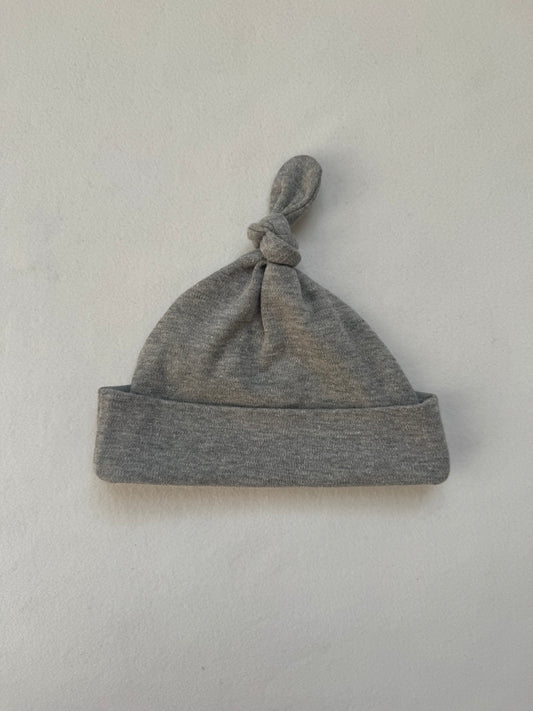 Grey Baby Knotted Hat | Plain Blank Baby Hat