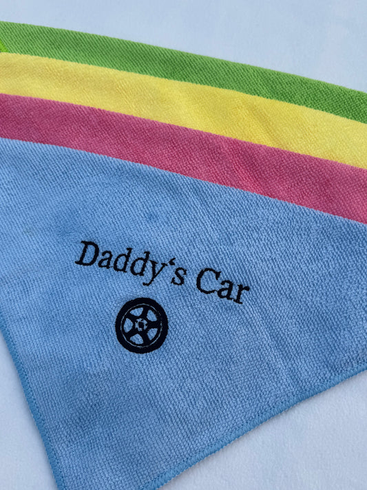 Personalised Embroidered 'Daddy's Car' Microfibre Cloth