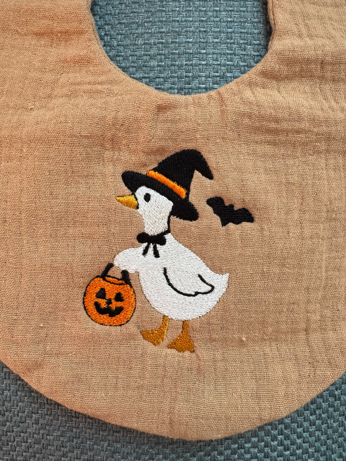 Halloween Duck Embroidered Baby Bib – Cute Baby Halloween Gift