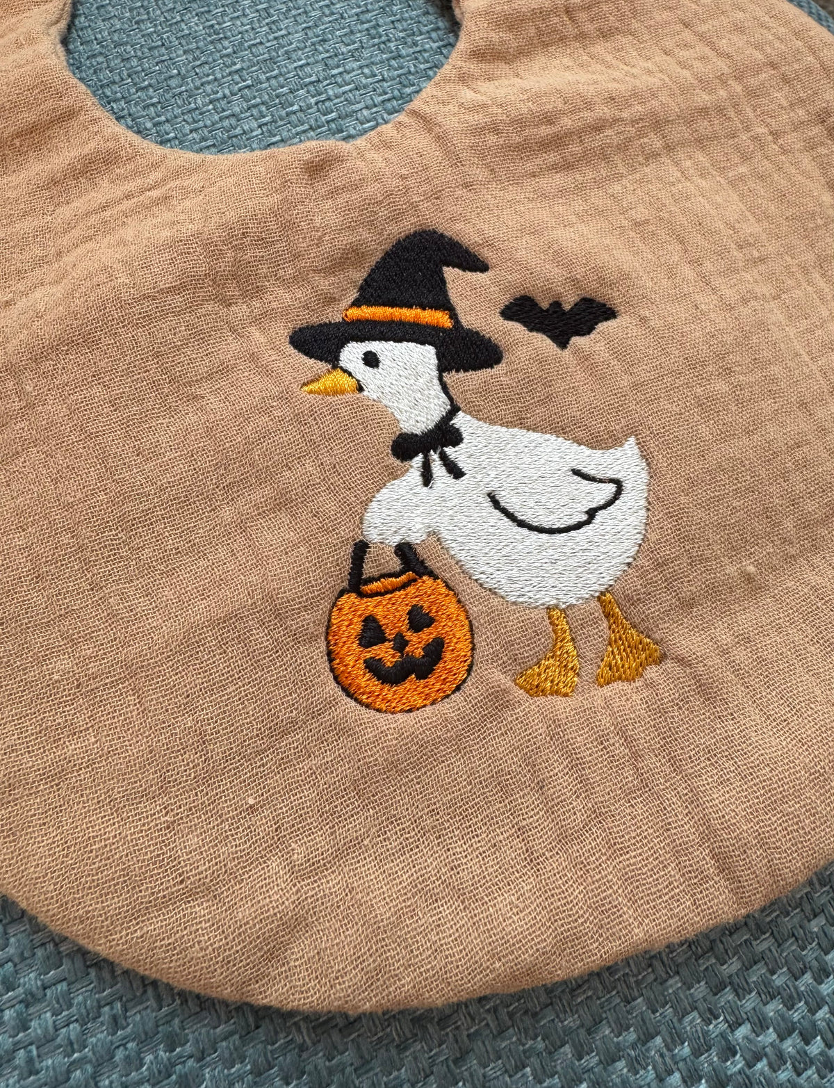 Halloween Duck Embroidered Baby Bib – Cute Baby Halloween Gift