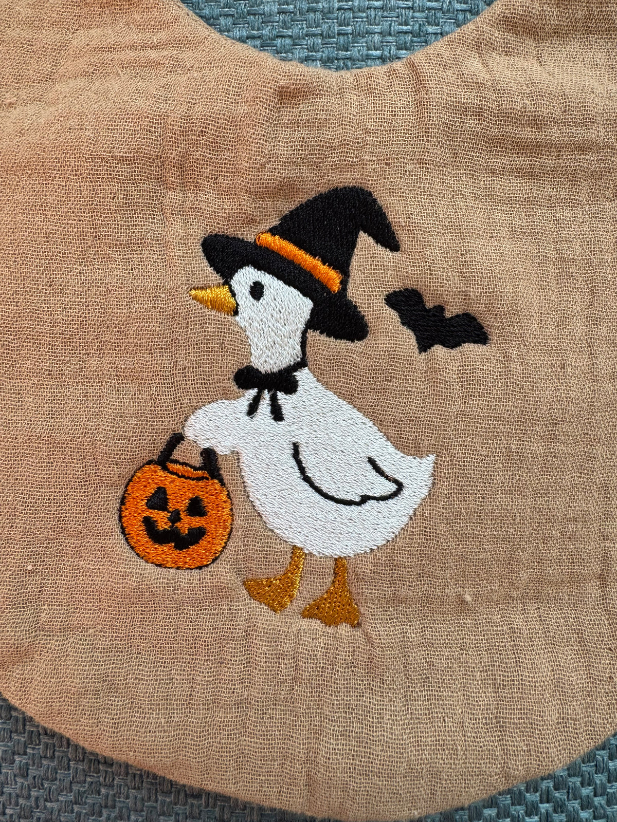Halloween Duck Embroidered Baby Bib – Cute Baby Halloween Gift